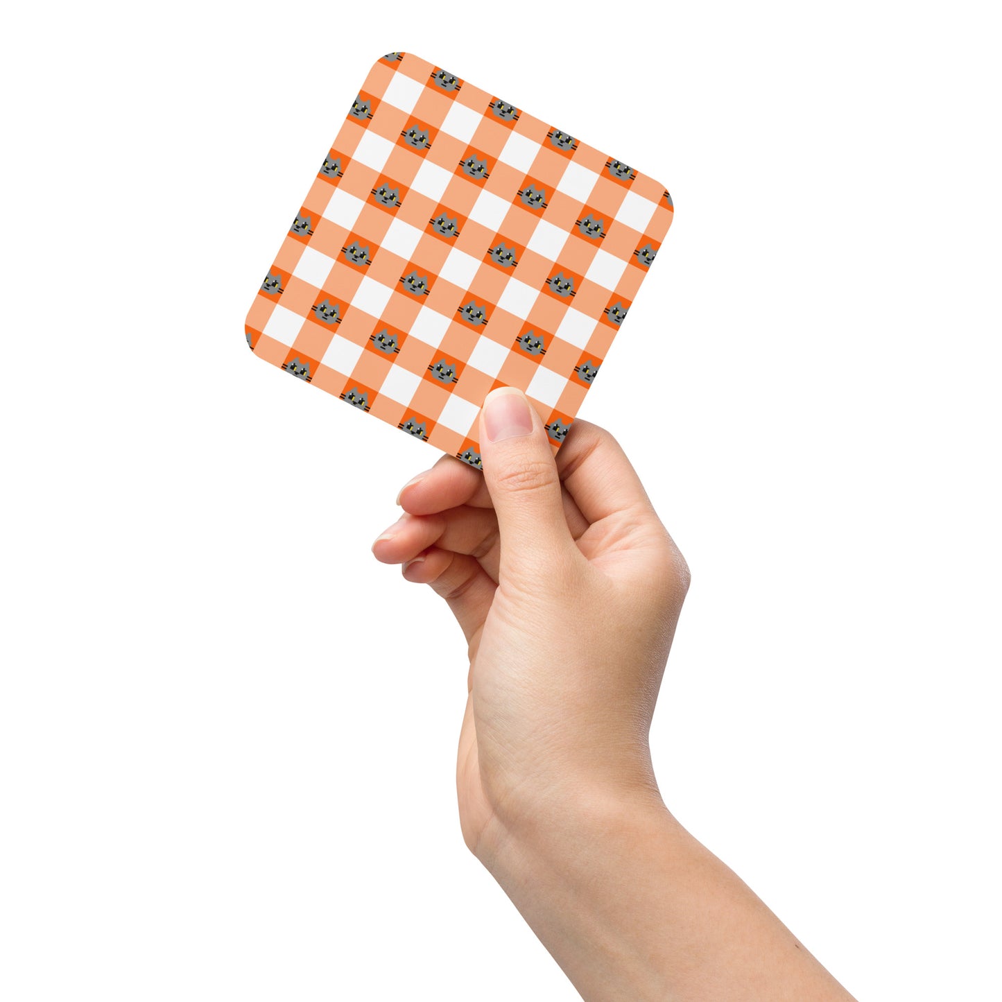 Kawaii Cat Checkered Cork-back coaster Boddah