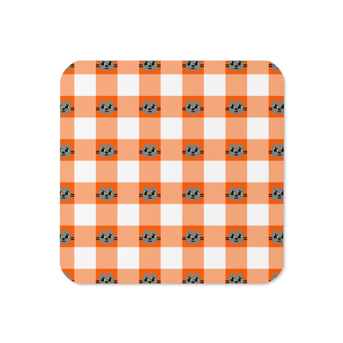 Kawaii Cat Checkered Cork-back coaster Boddah