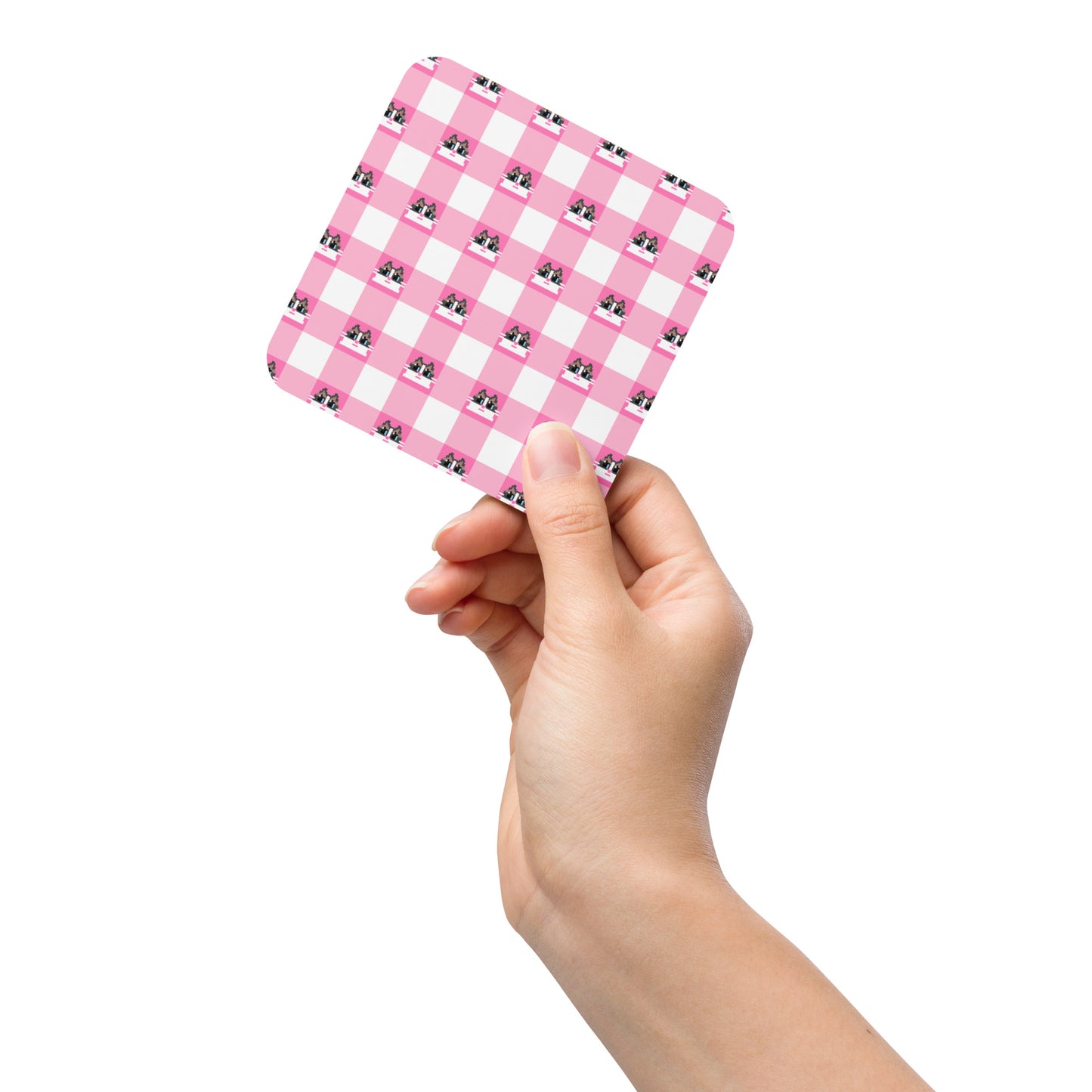 Kawaii Cat Checkered Cork-back coaster Frill