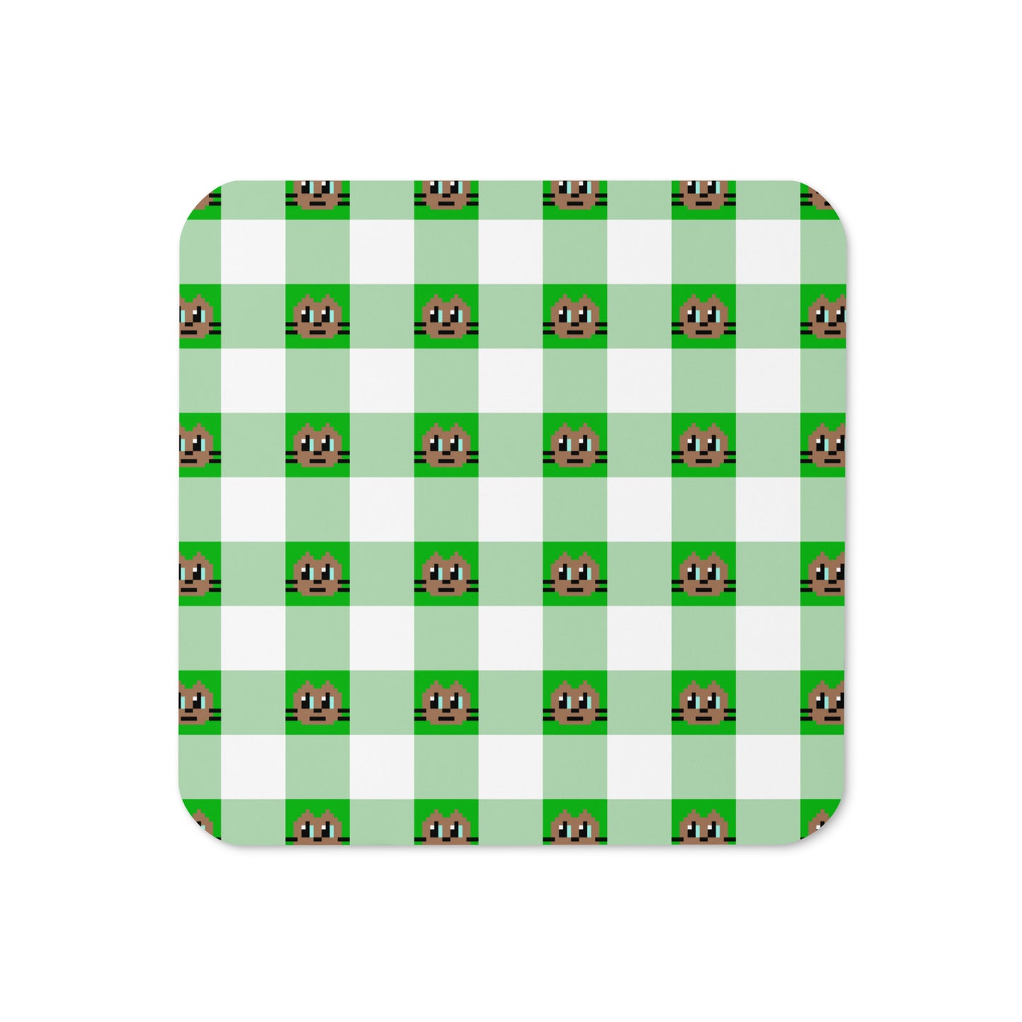 Kawaii Cat Checkered Cork-back coaster Cotora
