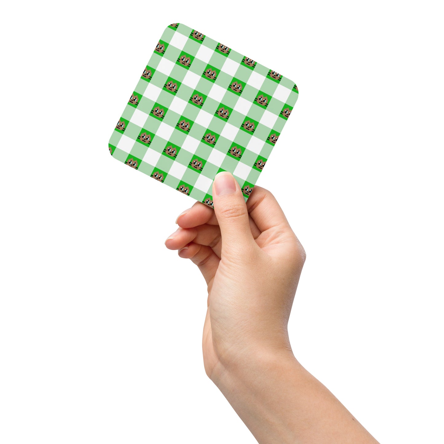 Kawaii Cat Checkered Cork-back coaster Cotora