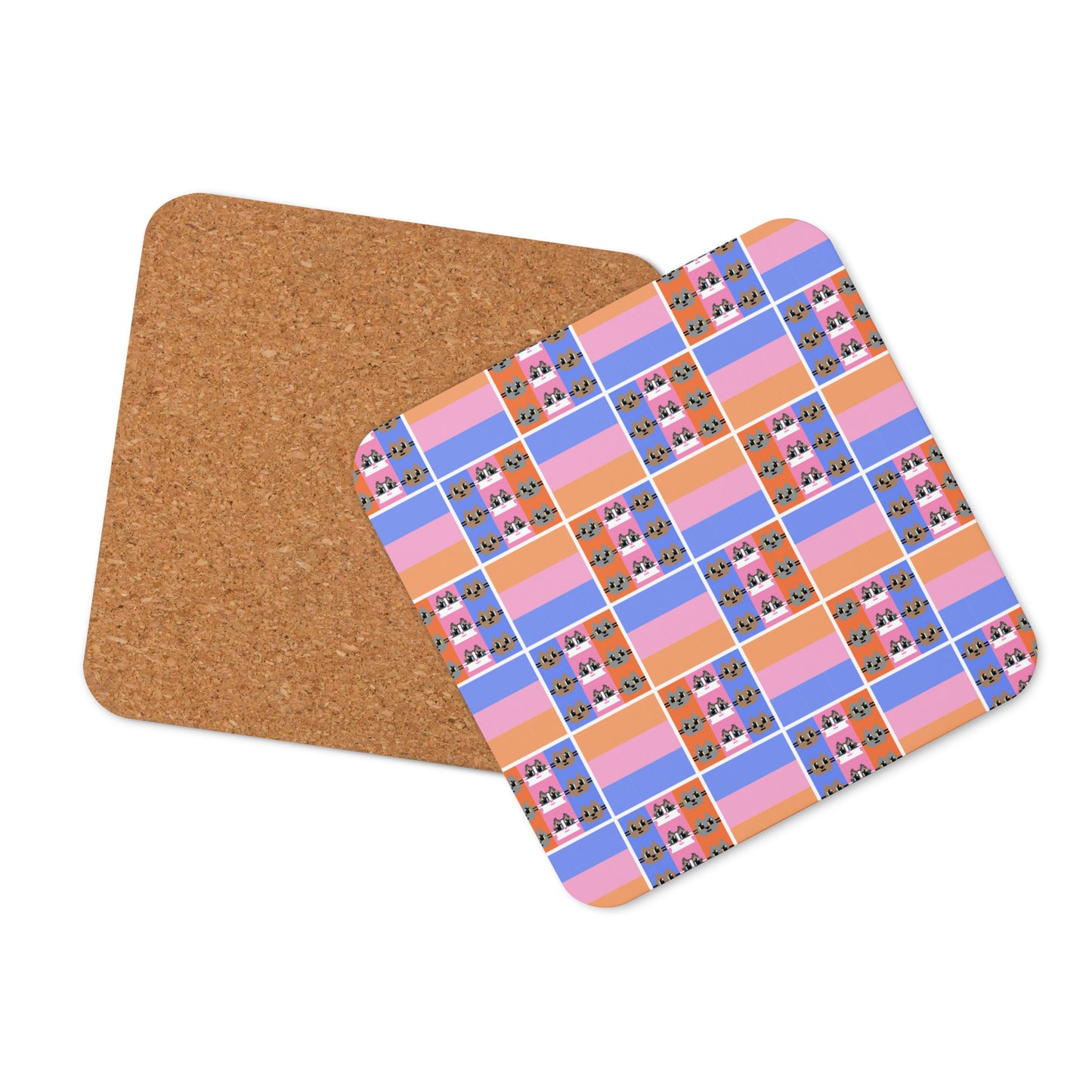 Kawaii Cat : Japanese Design 3cats Cork-back coaster