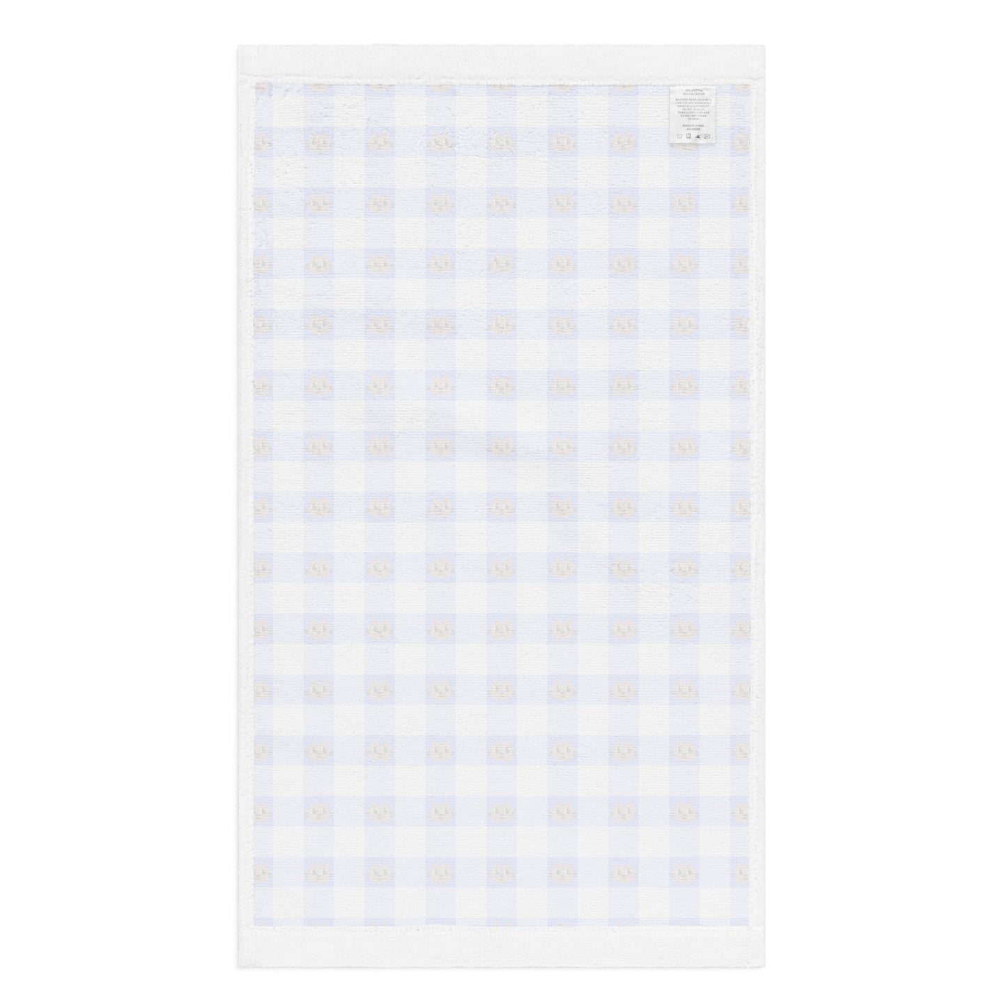 Kawaii Cat Checkered Hand towel Cotora Blue