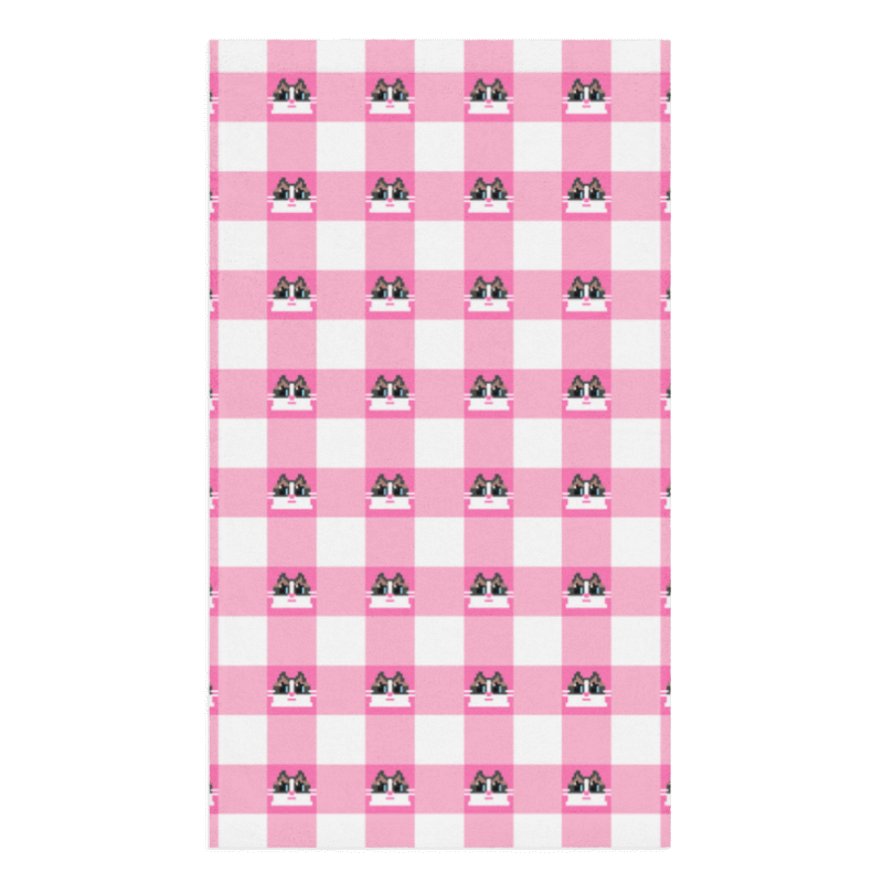 Kawaii Cat Checkered Hand towel Frill