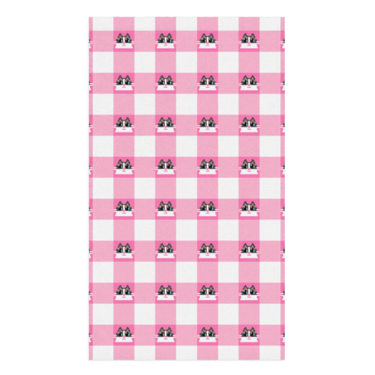 Kawaii Cat Checkered Hand towel Frill