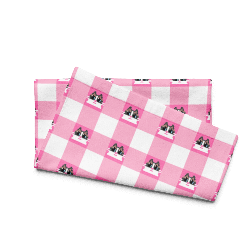 Kawaii Cat Checkered Hand towel Frill