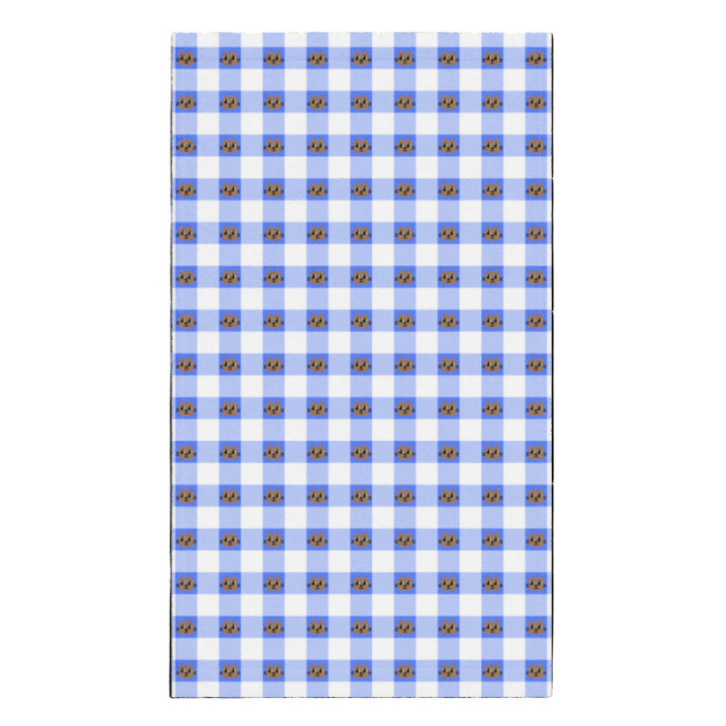 Kawaii Cat Checkered Hand towel Cotora Blue