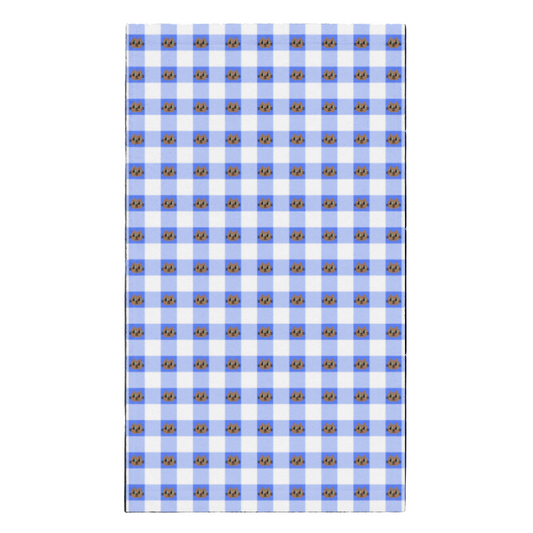 Kawaii Cat Checkered Hand towel Cotora Blue