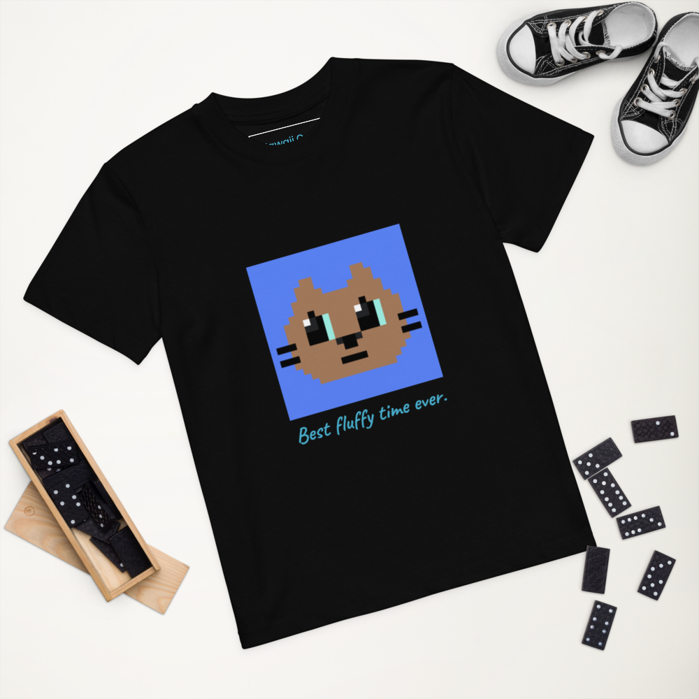 Kawaii Cat Organic cotton kids t-shirt Cotora Blue