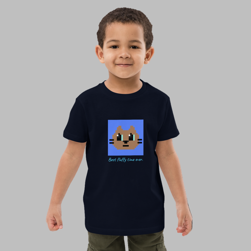 Kawaii Cat Organic cotton kids t-shirt Cotora Blue