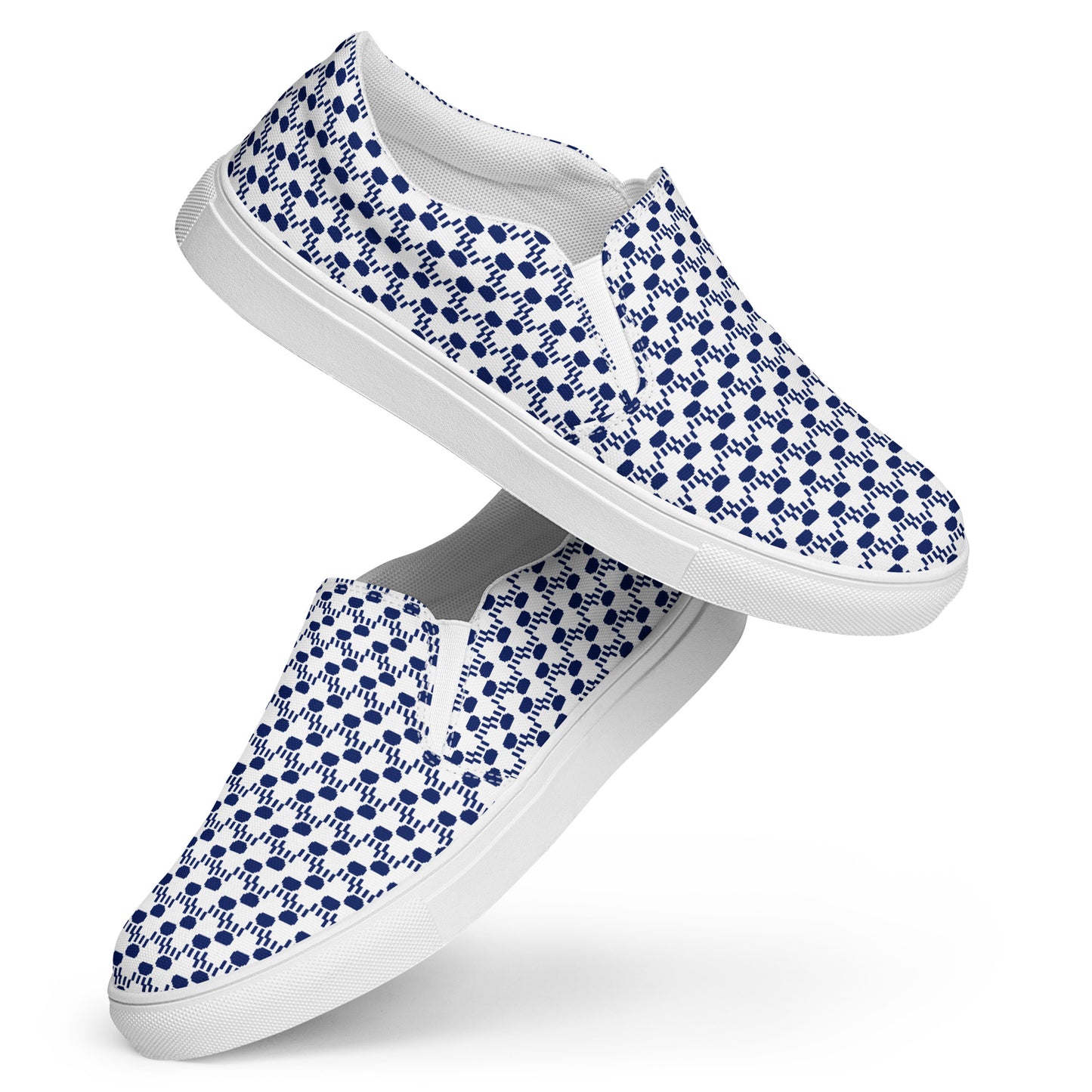 Kawaii Cat Women’s slip-on canvas shoes Paw pads and Claws Navy&White