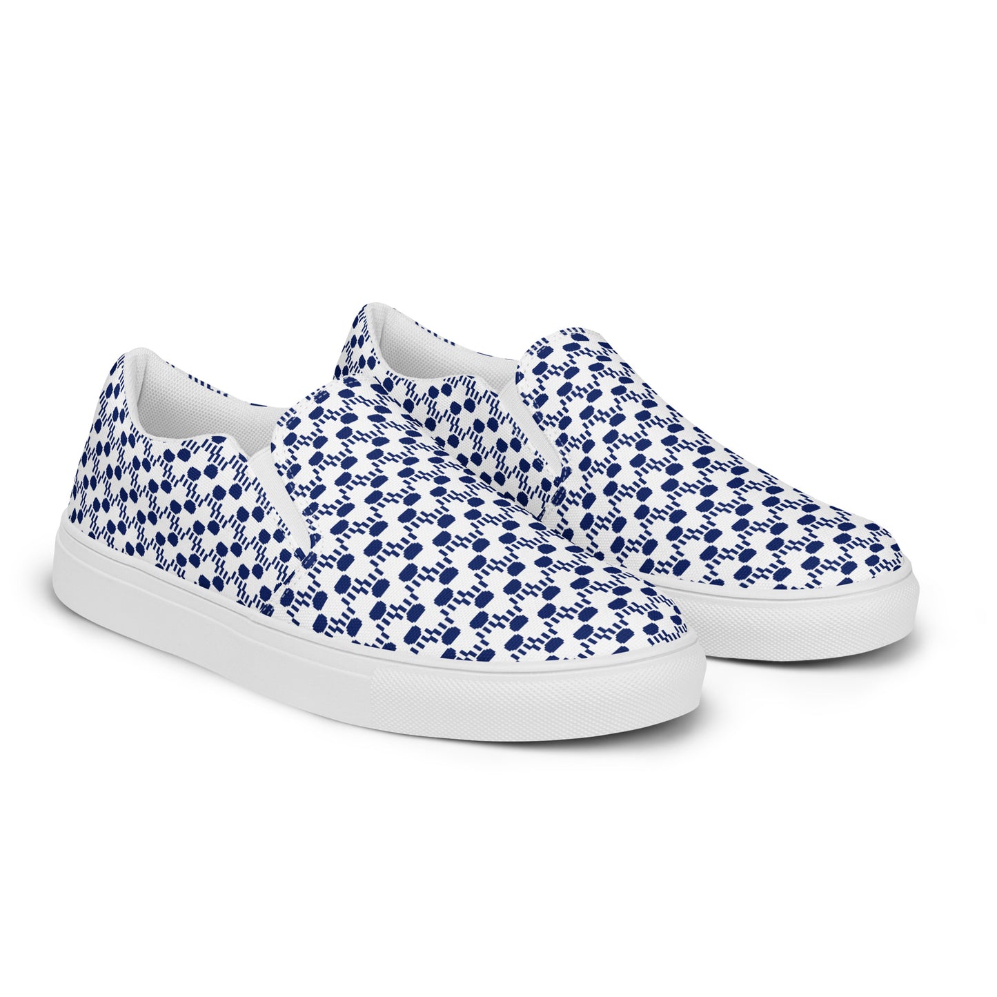 Kawaii Cat Women’s slip-on canvas shoes Paw pads and Claws Navy&White