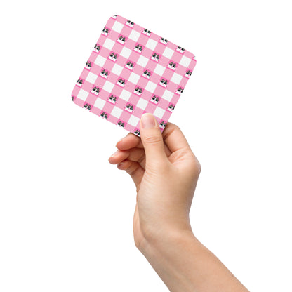 Kawaii Cat Checkered Cork-back coaster Frill
