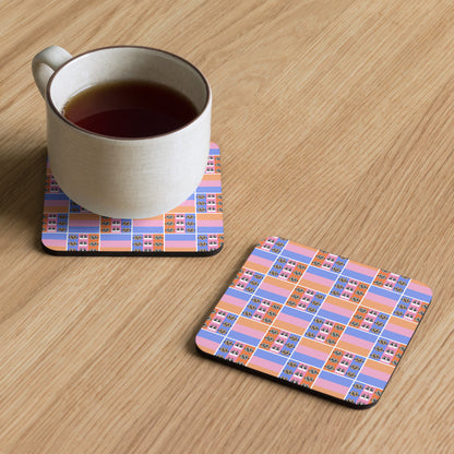 Kawaii Cat : Japanese Design 3cats Cork-back coaster