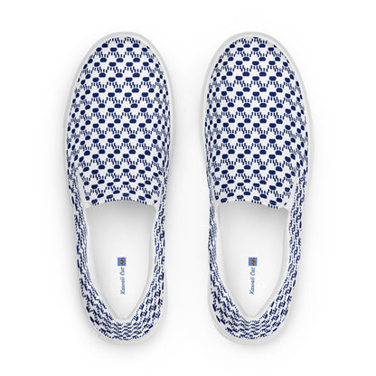 Kawaii Cat Men’s slip-on canvas shoes Paw pads and Claws Navy&White