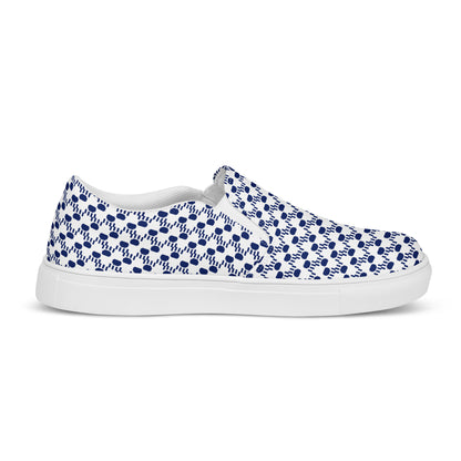 Kawaii Cat Men’s slip-on canvas shoes Paw pads and Claws Navy&White