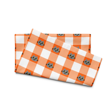 Kawaii Cat Checkered Hand towel Boddah