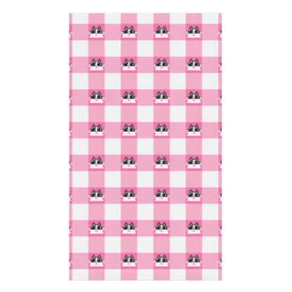 Kawaii Cat Checkered Hand towel Frill