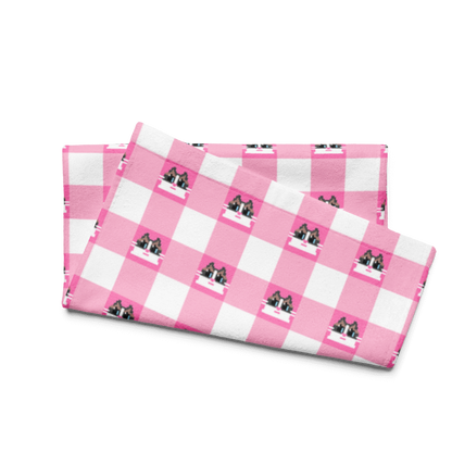 Kawaii Cat Checkered Hand towel Frill