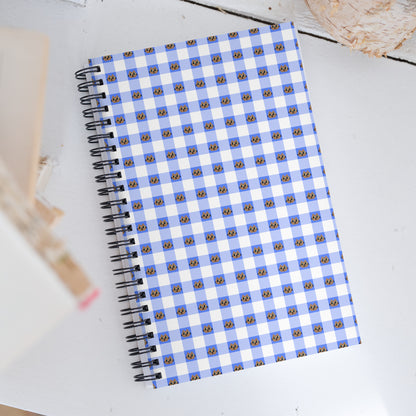Kawaii Cat Checkered Spiral notebook Cotora Blue
