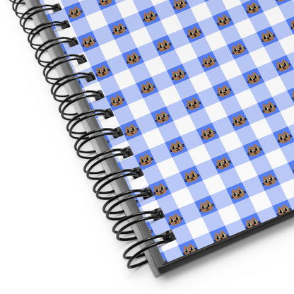 Kawaii Cat Checkered Spiral notebook Cotora Blue