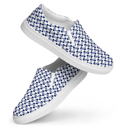 Kawaii Cat Women’s slip-on canvas shoes Paw pads and Claws Navy&White