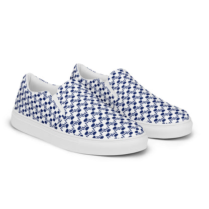 Kawaii Cat Women’s slip-on canvas shoes Paw pads and Claws Navy&White